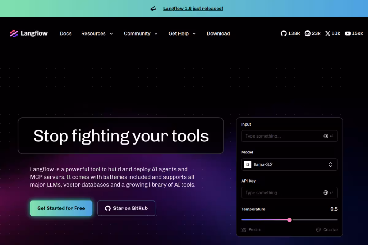Langflow homepage screenshot