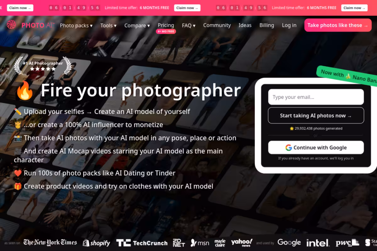 Photo AI homepage screenshot
