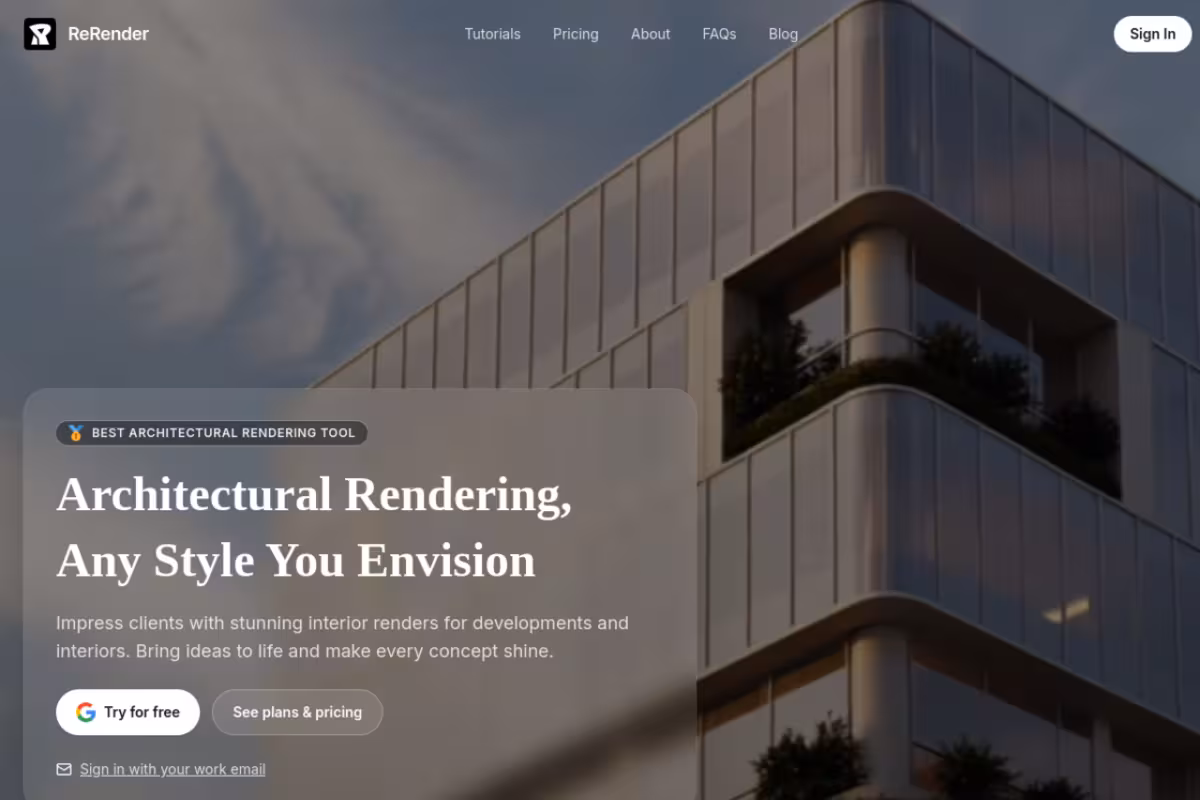 ReRender AI homepage screenshot