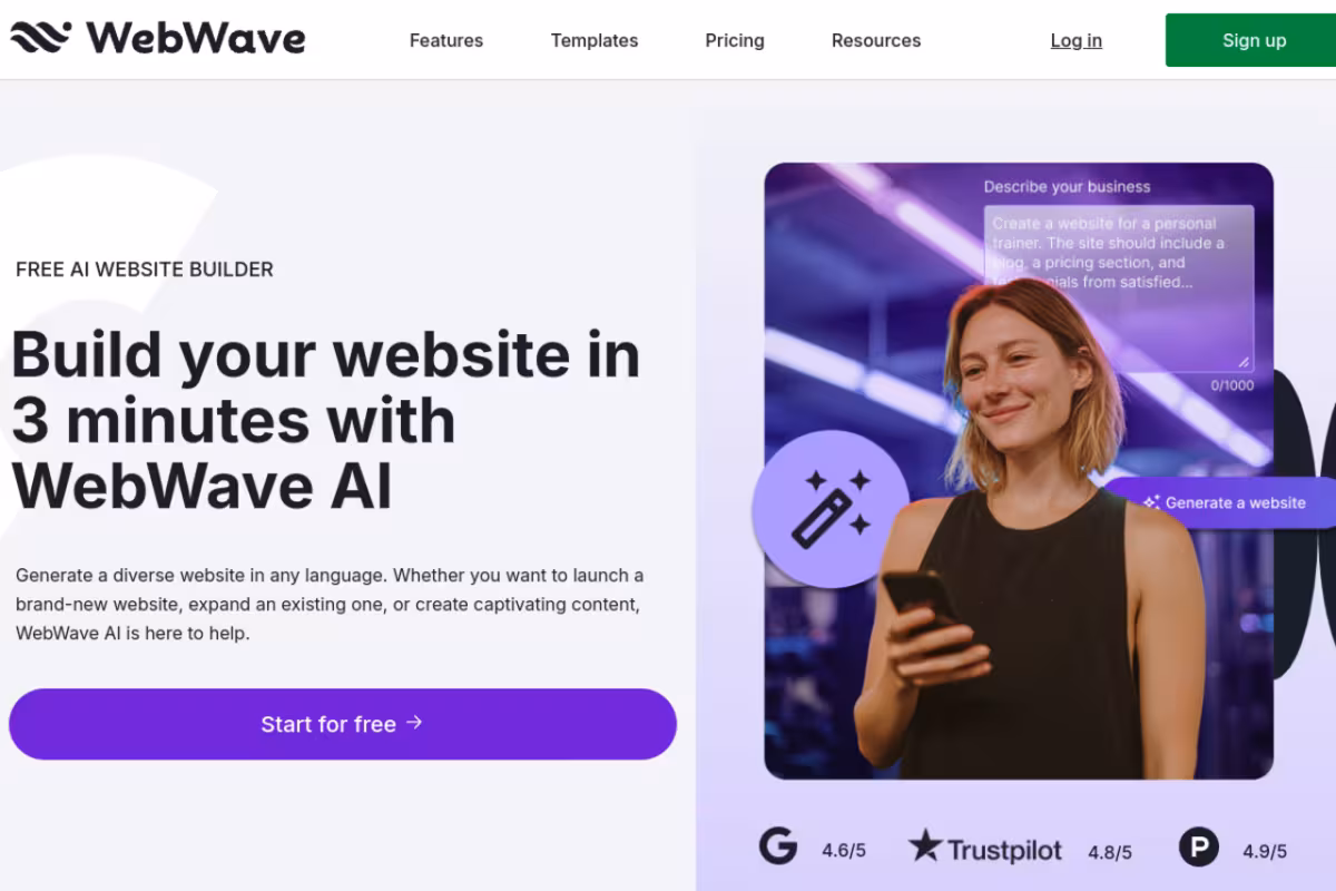 WebWave AI homepage screenshot