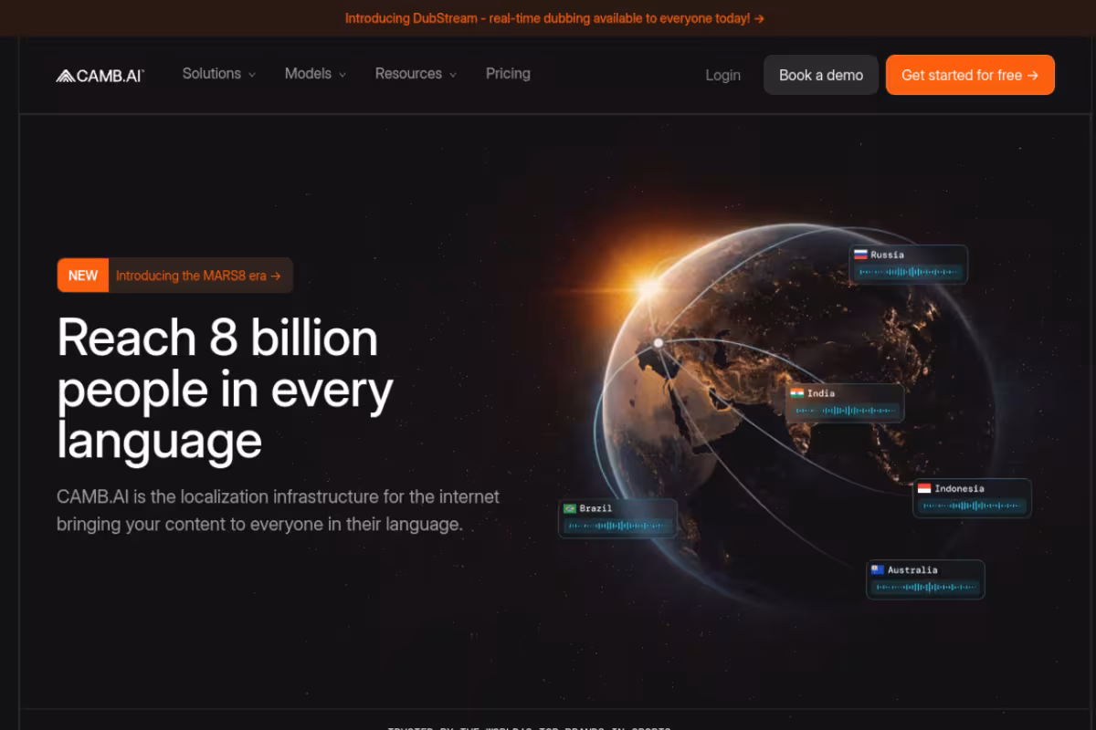 Camb homepage screenshot