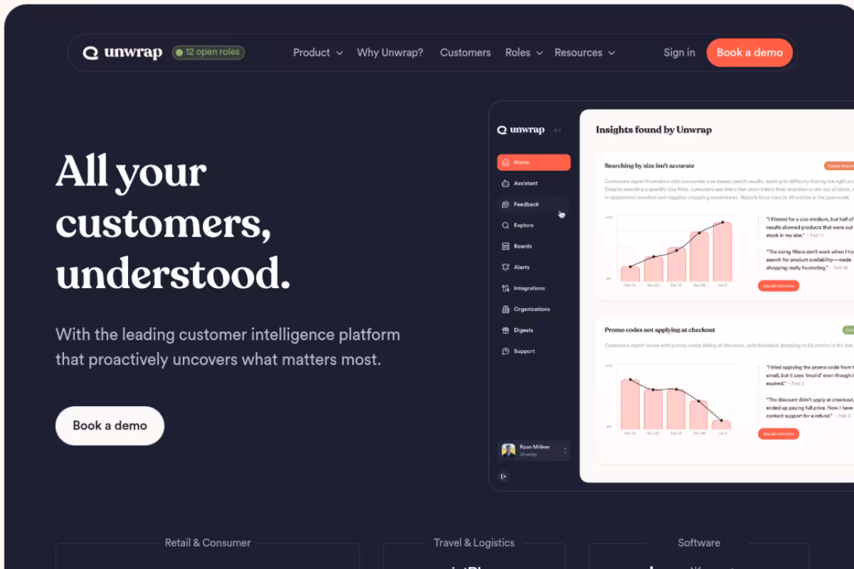 Unwrap homepage screenshot