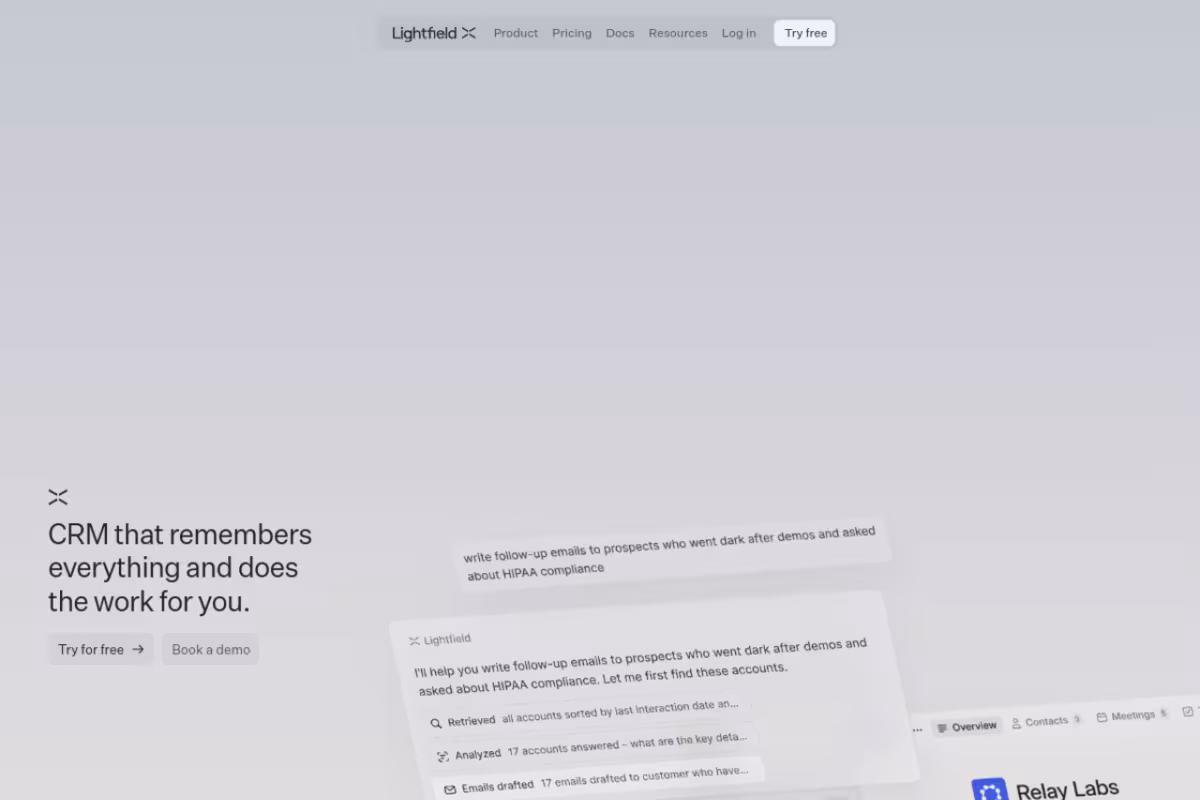 Lightfield homepage screenshot