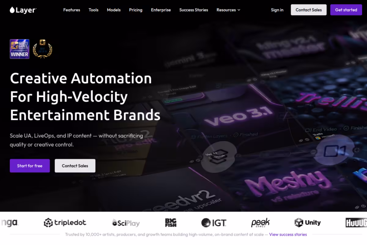 Layer AI homepage screenshot