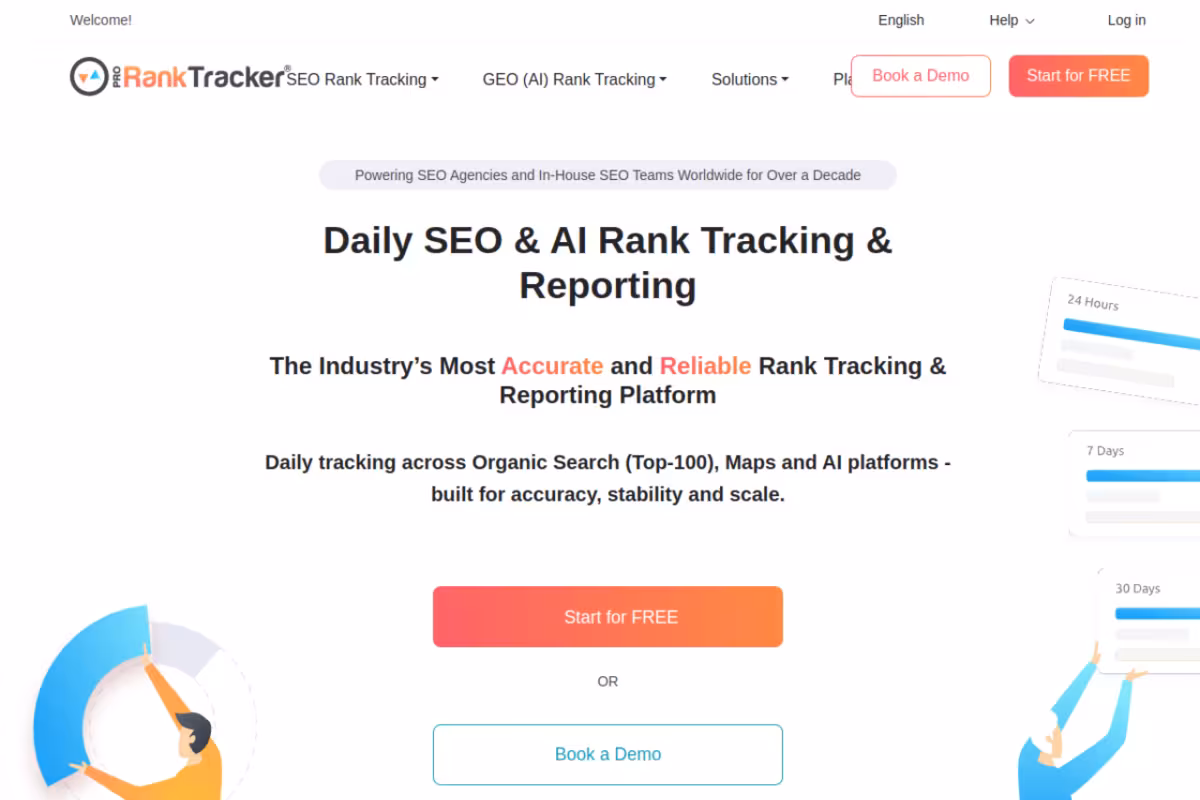Pro Rank Tracker homepage screenshot