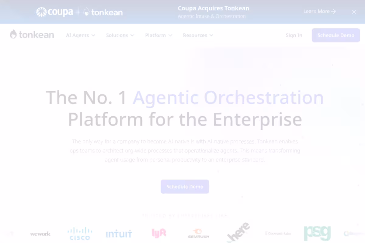 Tonkean homepage screenshot