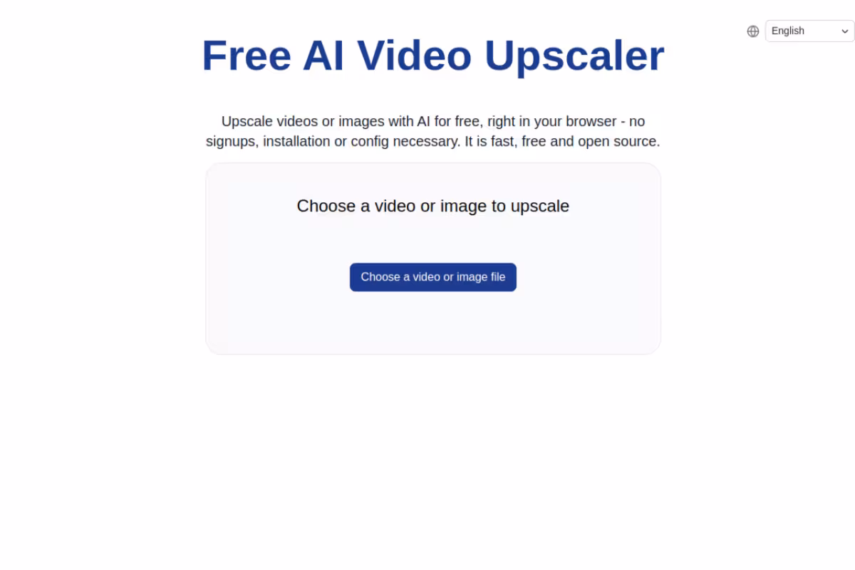 Free AI Video Upscaler homepage screenshot