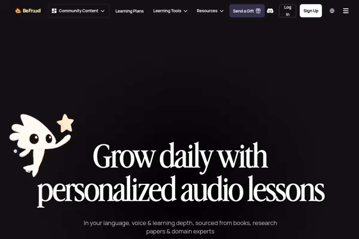 BeFreed homepage screenshot