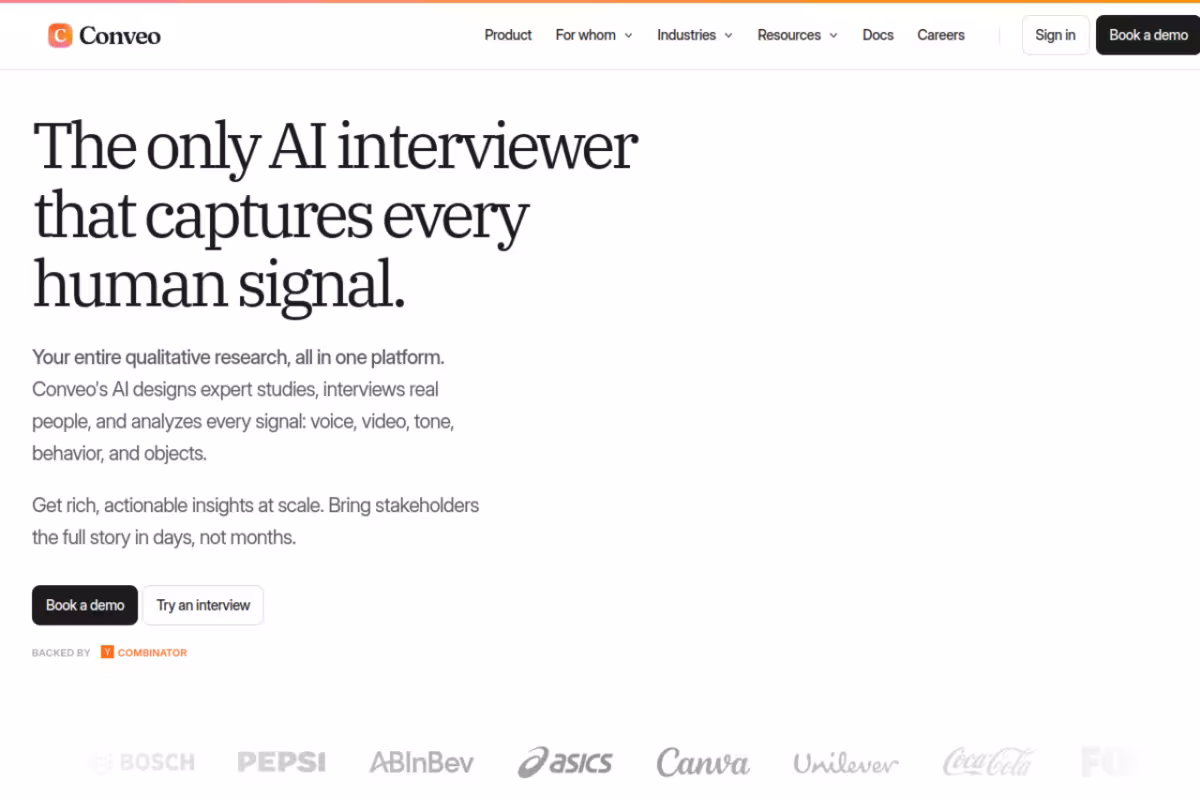 Conveo homepage screenshot