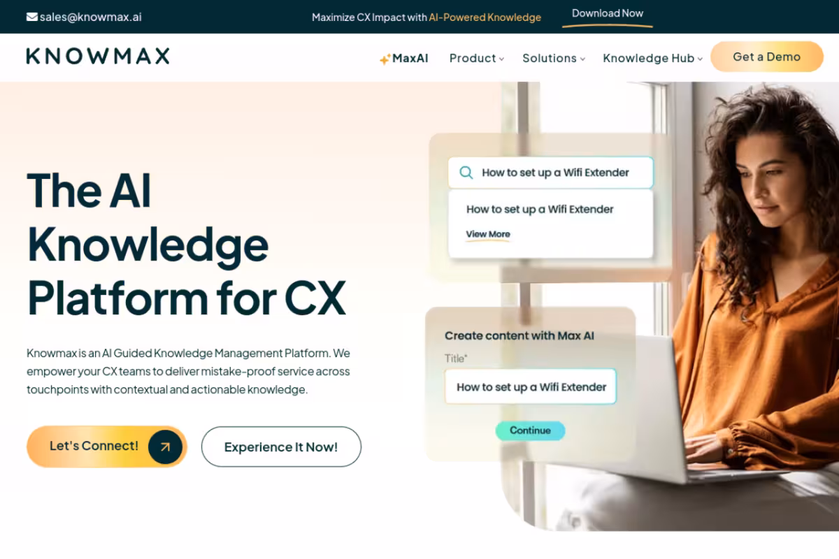 Knowmax homepage screenshot