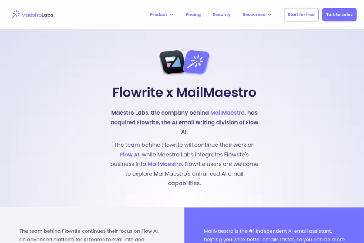 Flowrite homepage screenshot