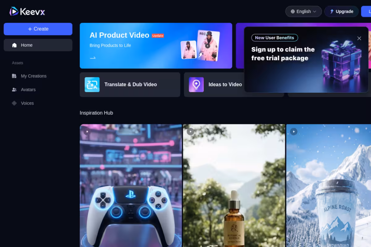 Keevx homepage screenshot