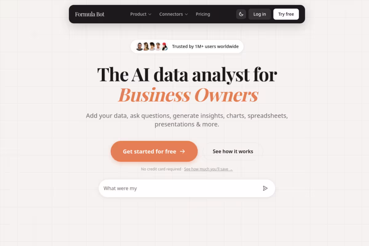 Free AI Excel Formula Generator homepage screenshot