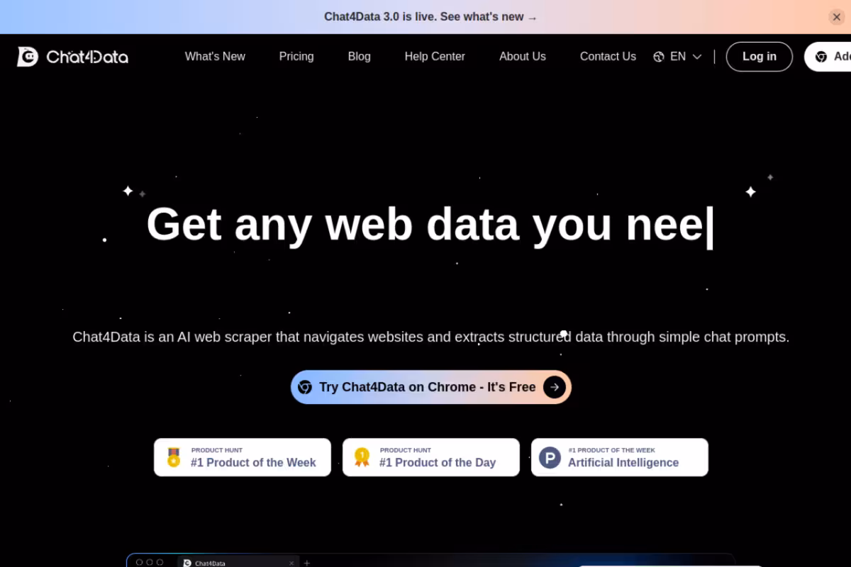 Chat4Data homepage screenshot