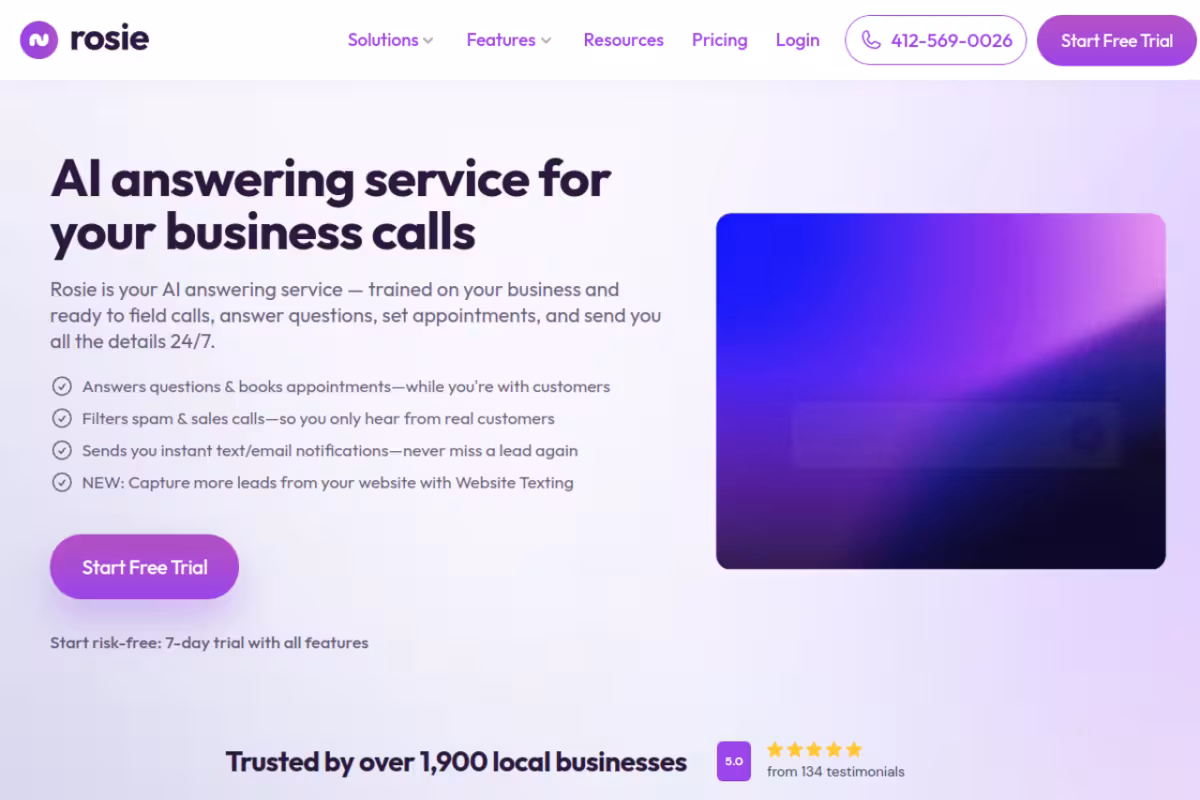 Rosie homepage screenshot