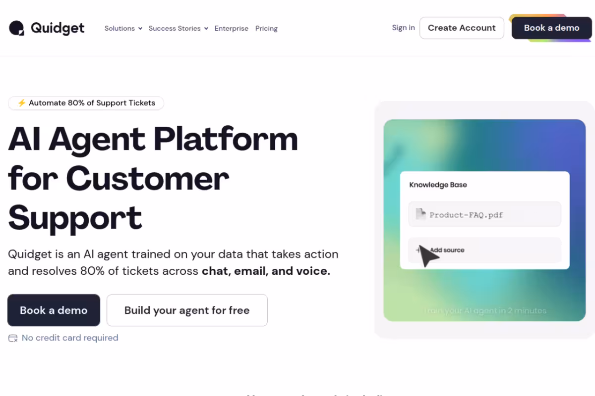 Quidget homepage screenshot