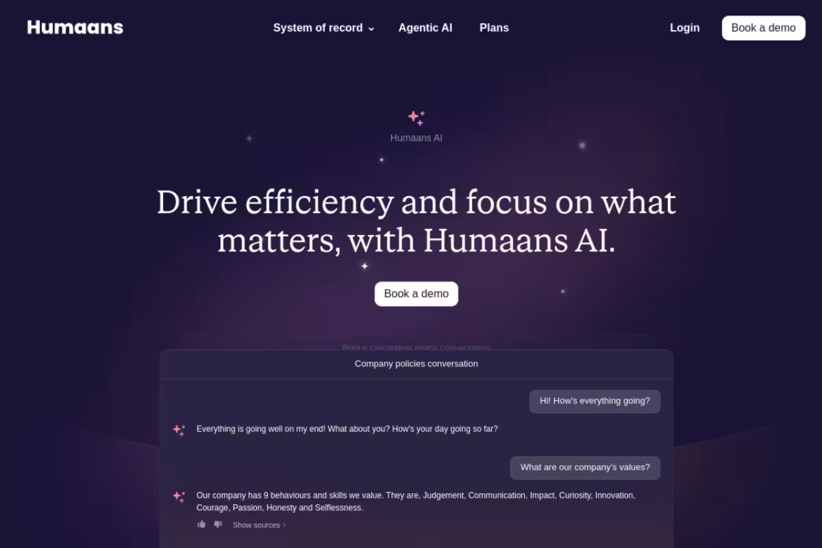 Humaans AI homepage screenshot