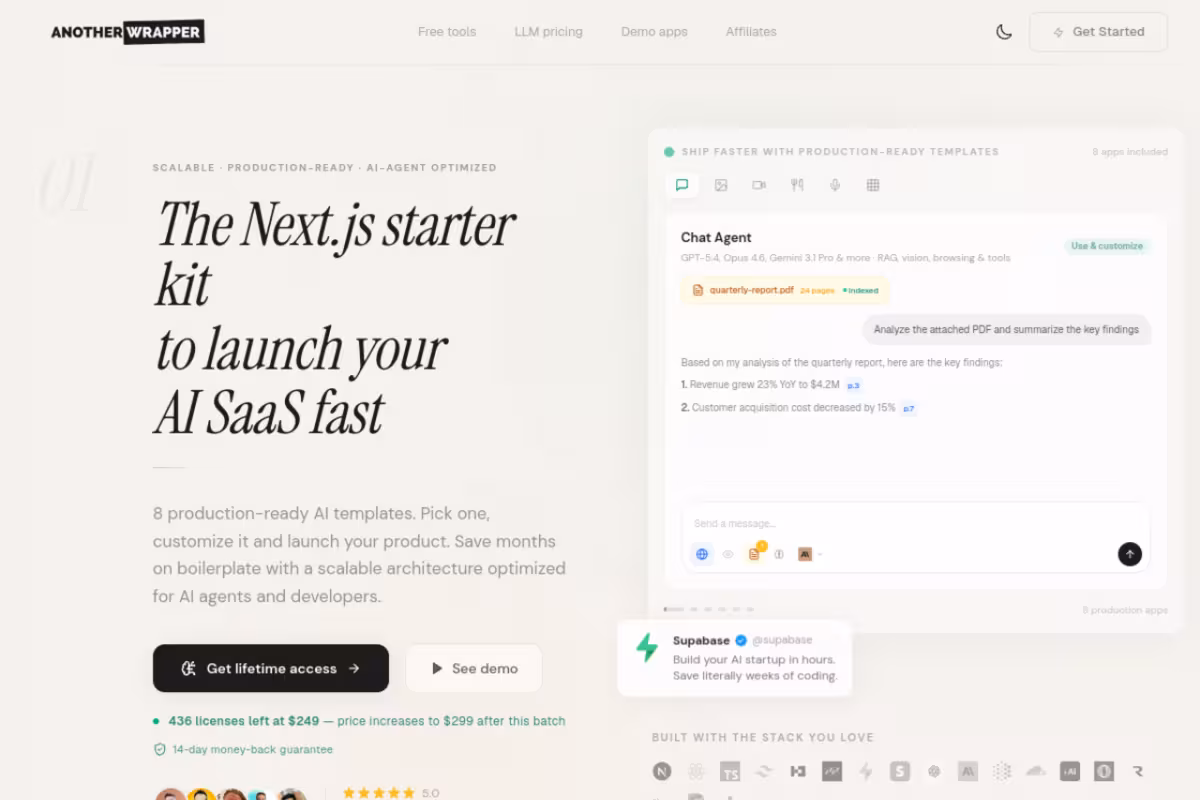 Another Wrapper homepage screenshot