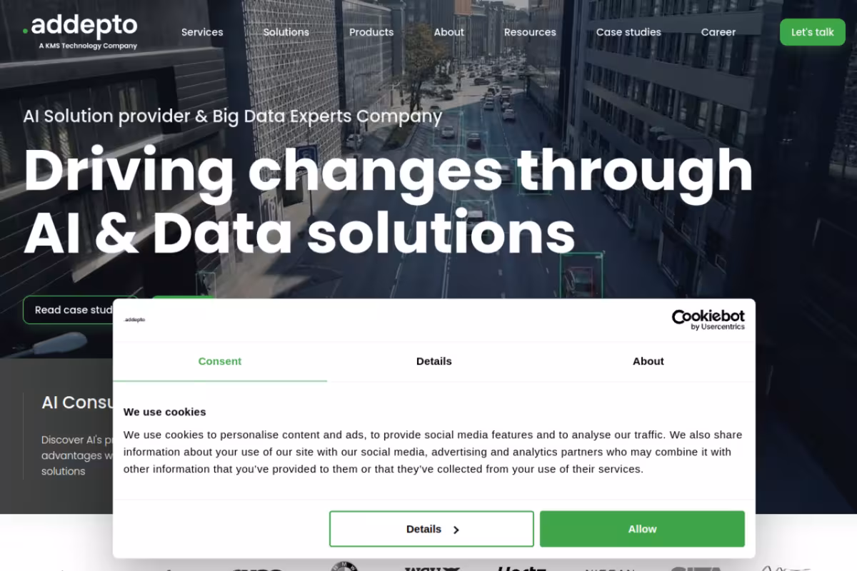 Addepto homepage screenshot