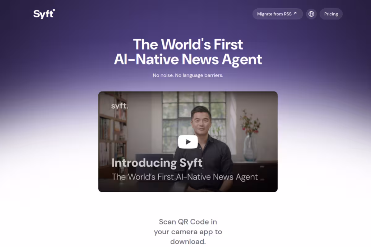 Syft homepage screenshot