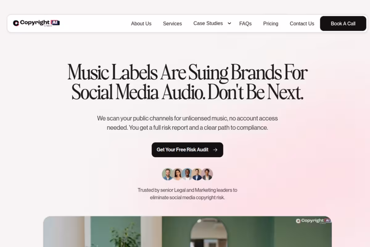 Copyright Check AI homepage screenshot