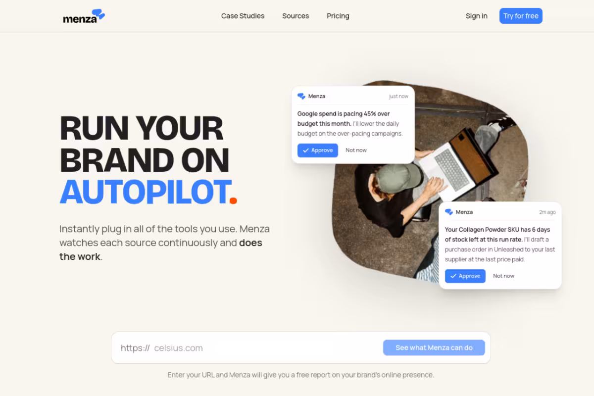 Menza homepage screenshot