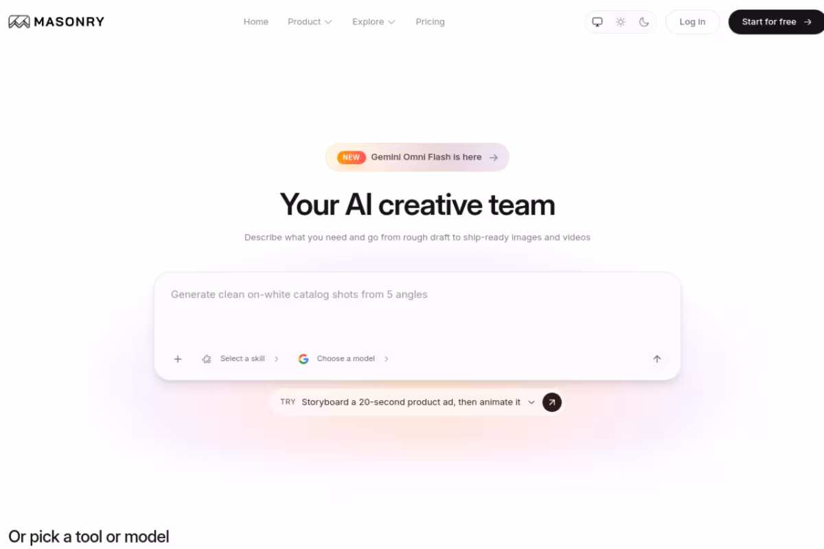 Masonry homepage screenshot