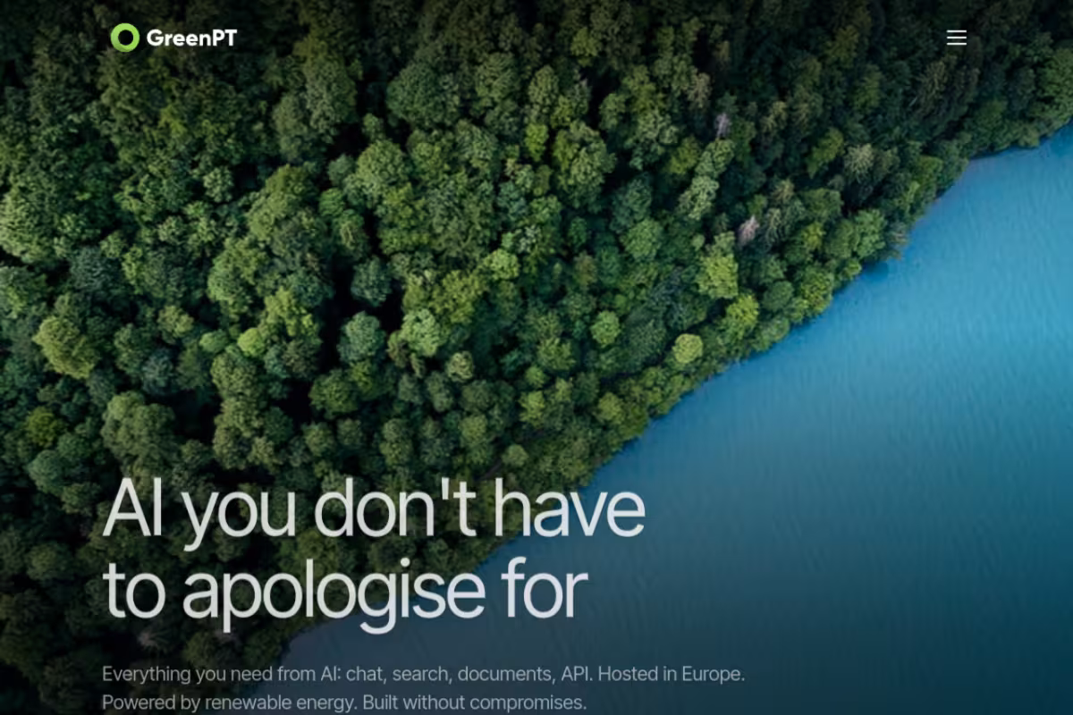 GreenPT homepage screenshot