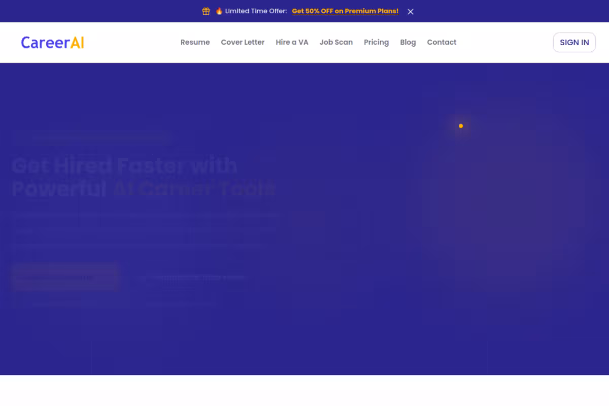 CareerAI homepage screenshot