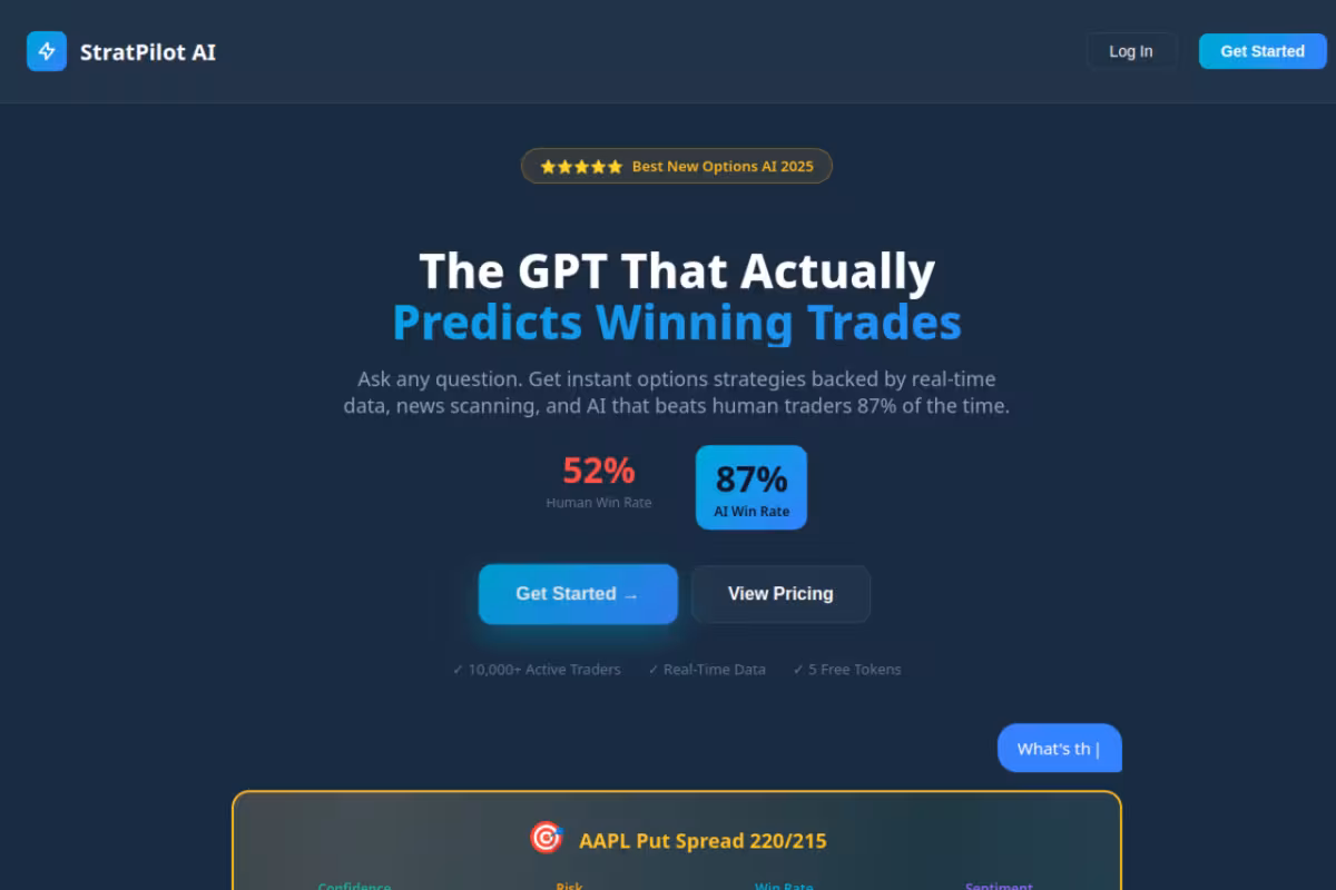 StratPilot AI homepage screenshot