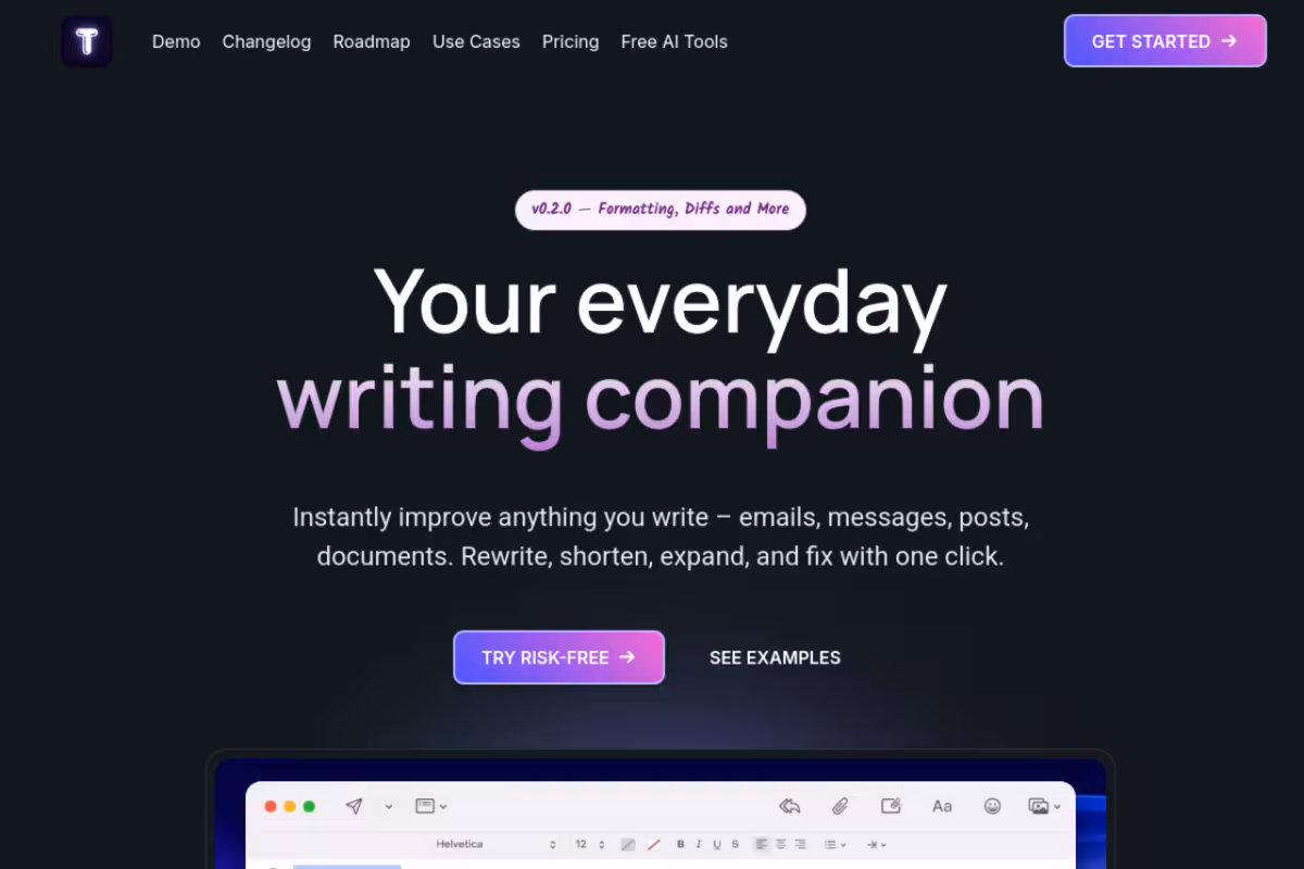 TextWisely homepage screenshot