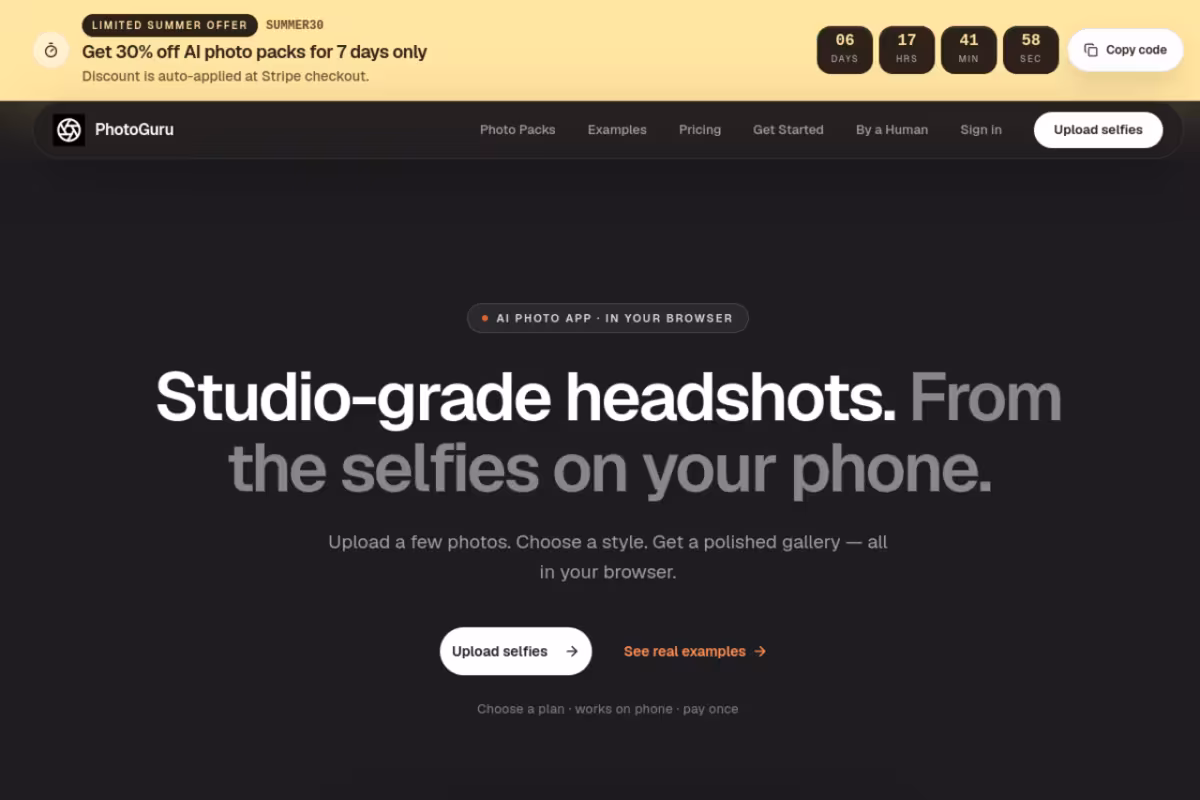 PhotoGuruAI homepage screenshot