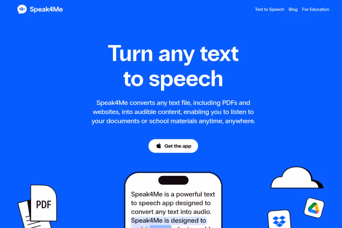 Speak4me homepage screenshot