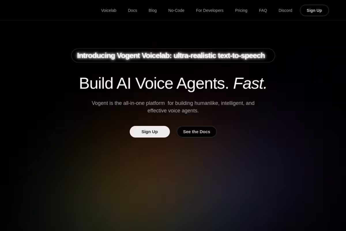 Vogent homepage screenshot