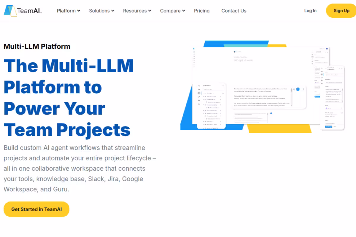TeamAI homepage screenshot