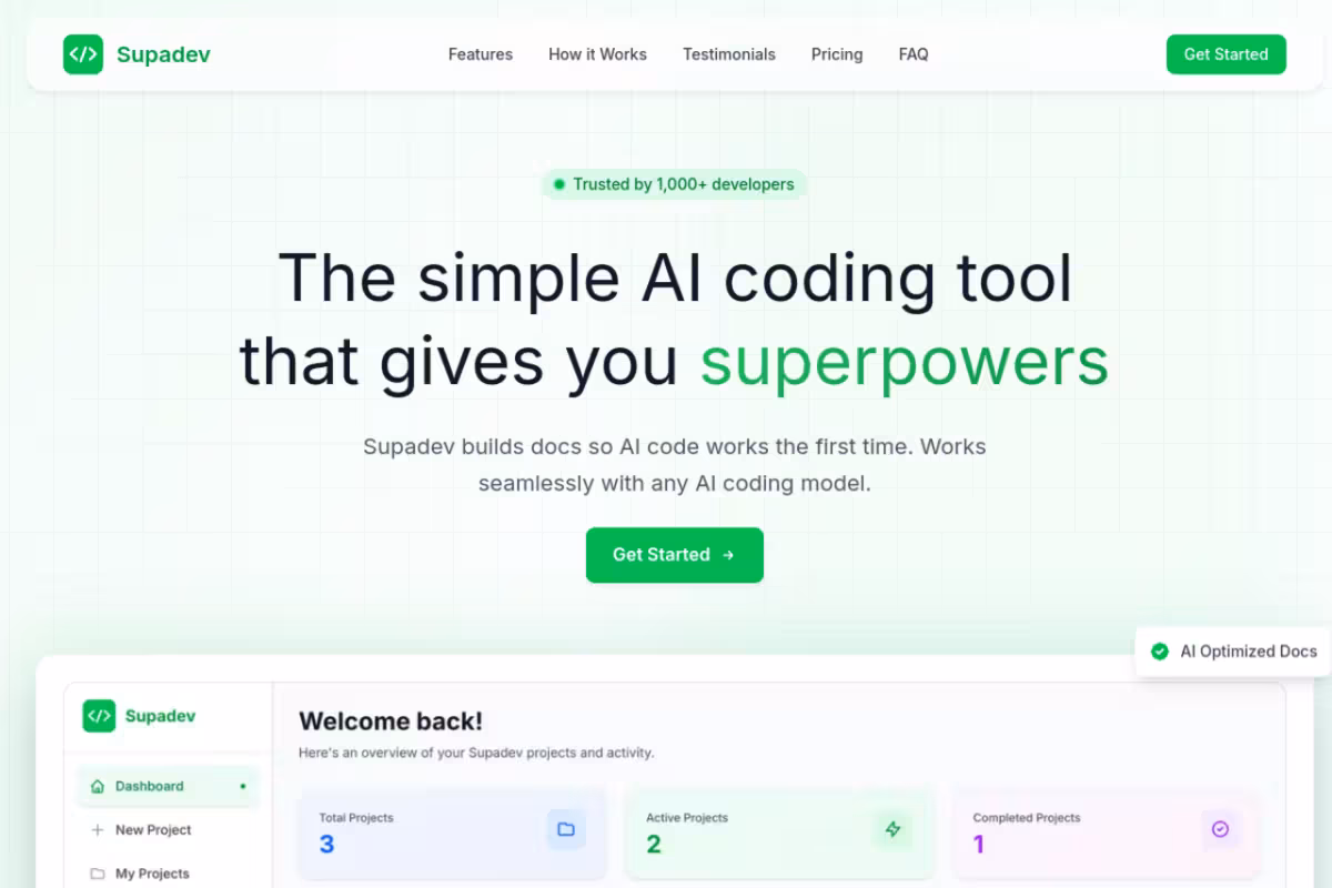 Supadev homepage screenshot
