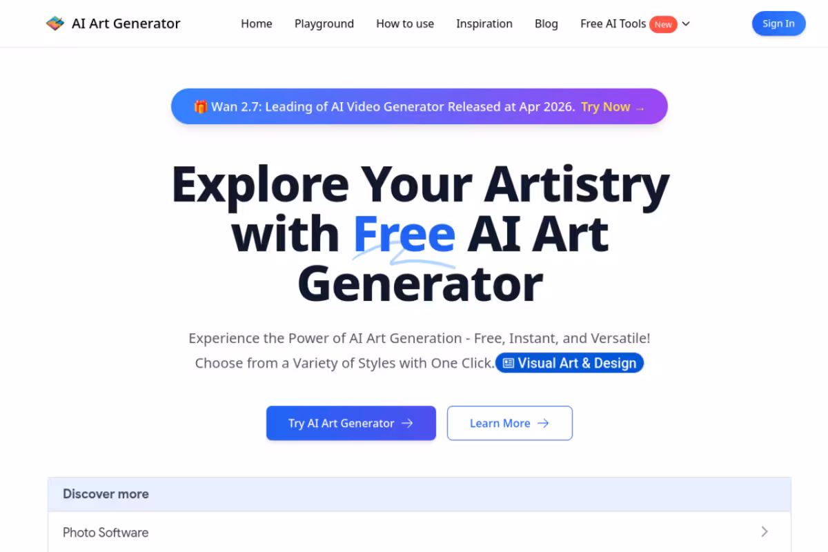 AIArtGenerator.net homepage screenshot