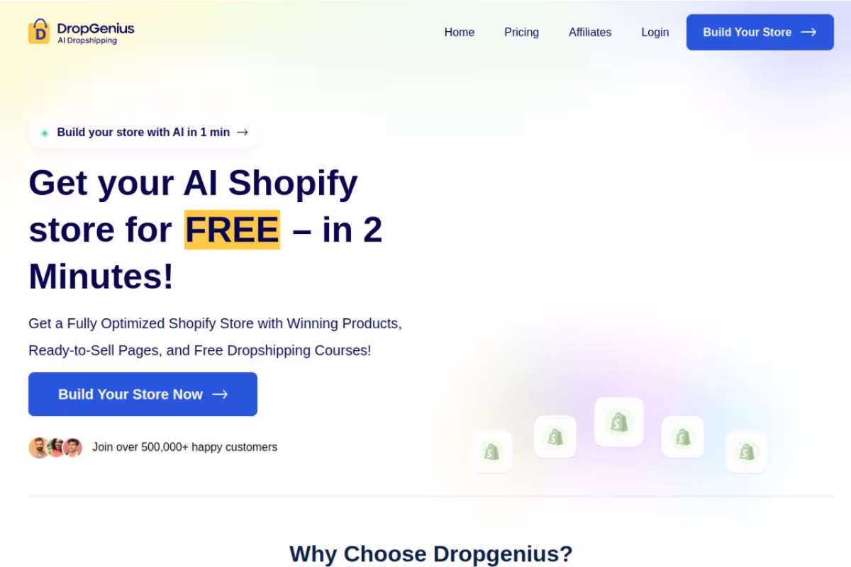 Dropgenius homepage screenshot
