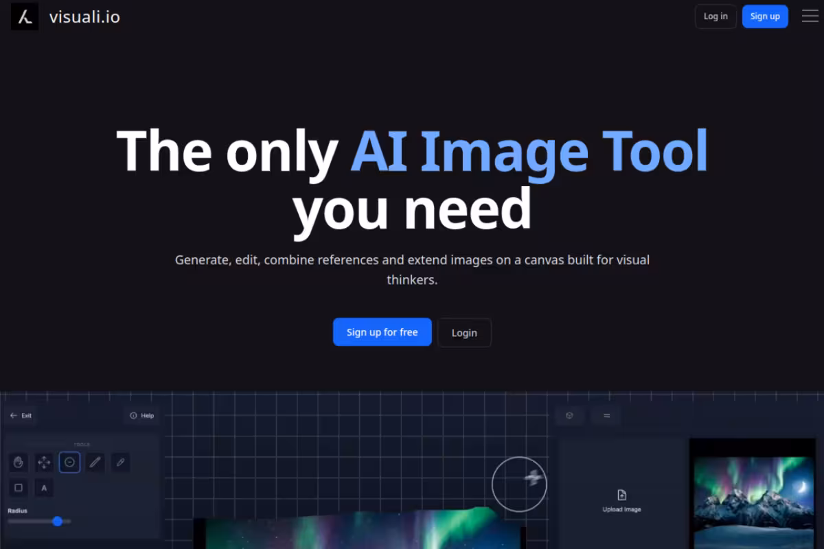 Visuali homepage screenshot