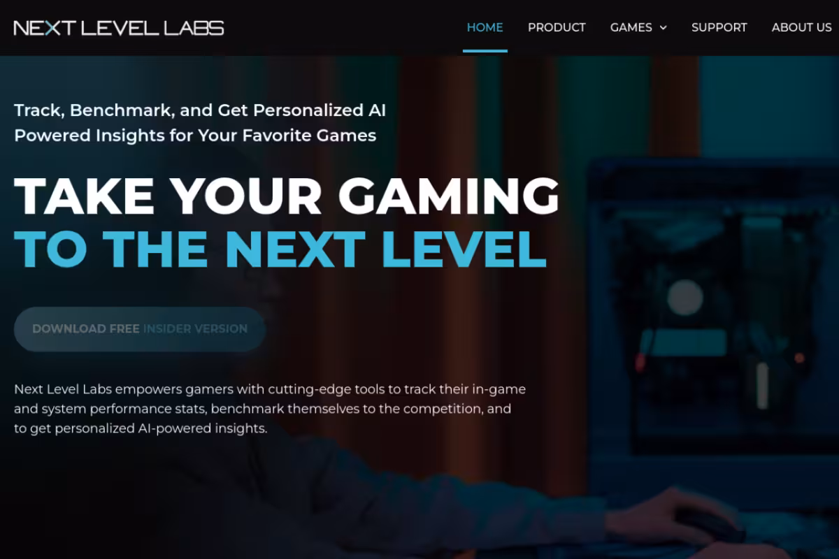 Next Level Labs homepage screenshot