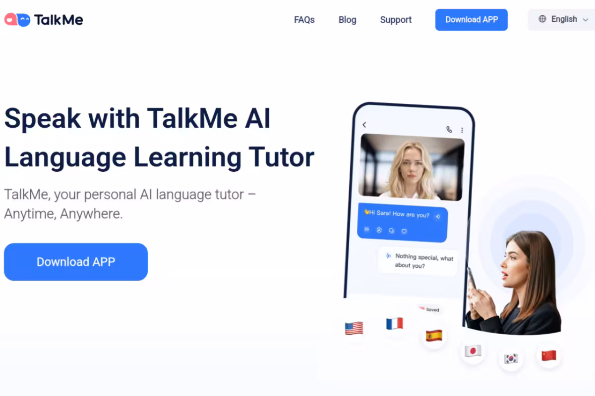 Talkme homepage screenshot