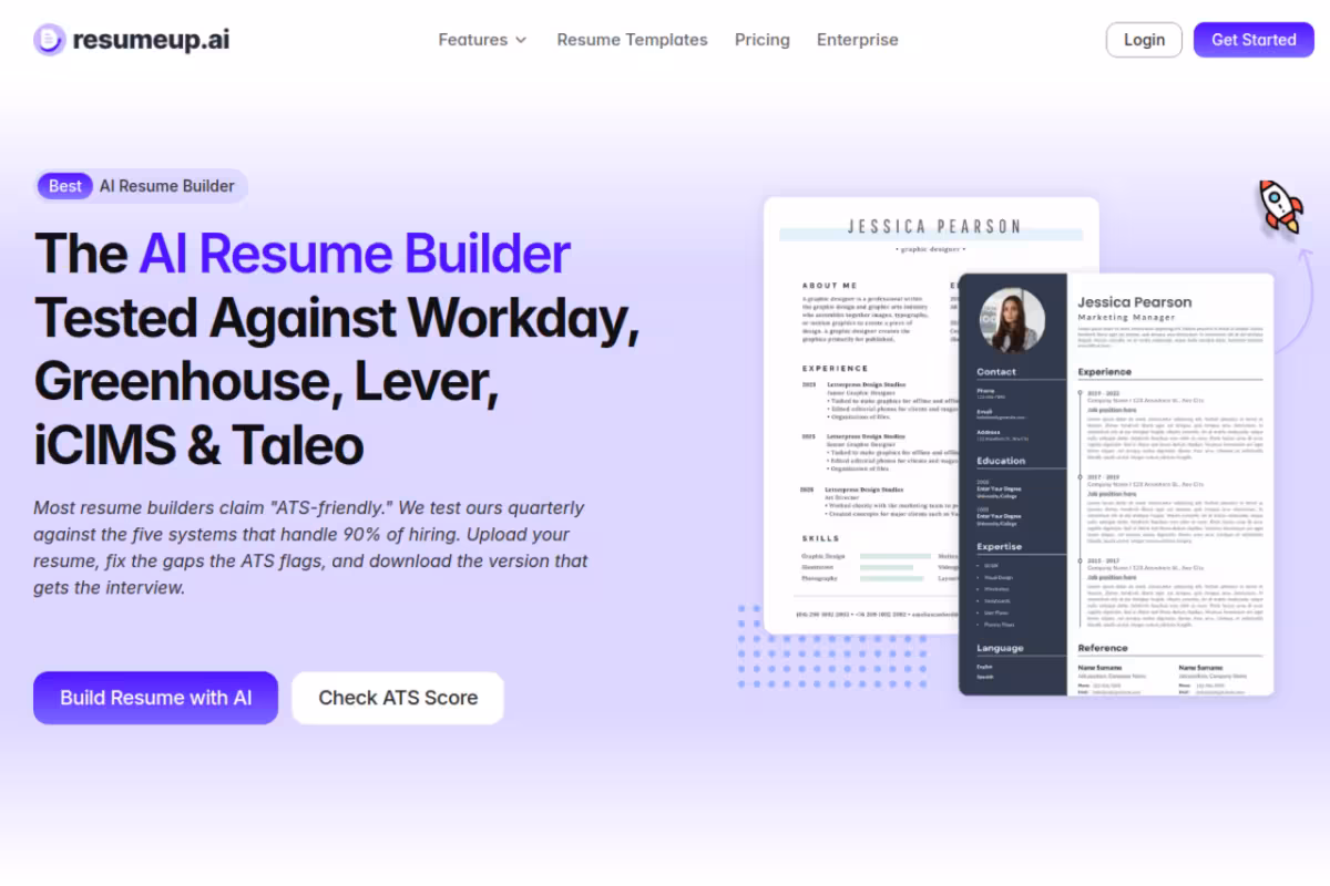 ResumeUp homepage screenshot