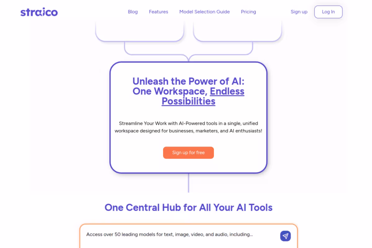 Straico homepage screenshot