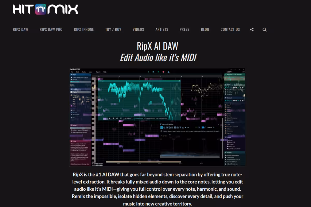 RipX homepage screenshot