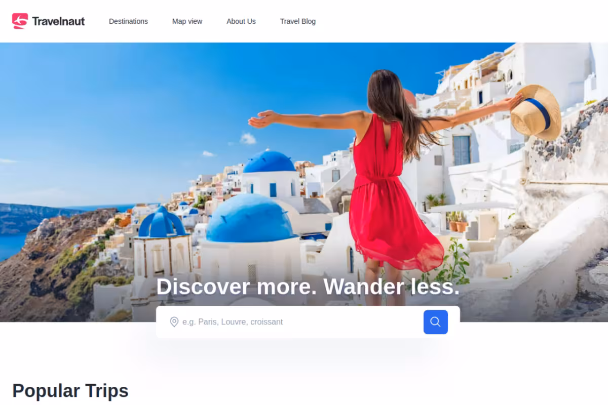 Travelnaut homepage screenshot