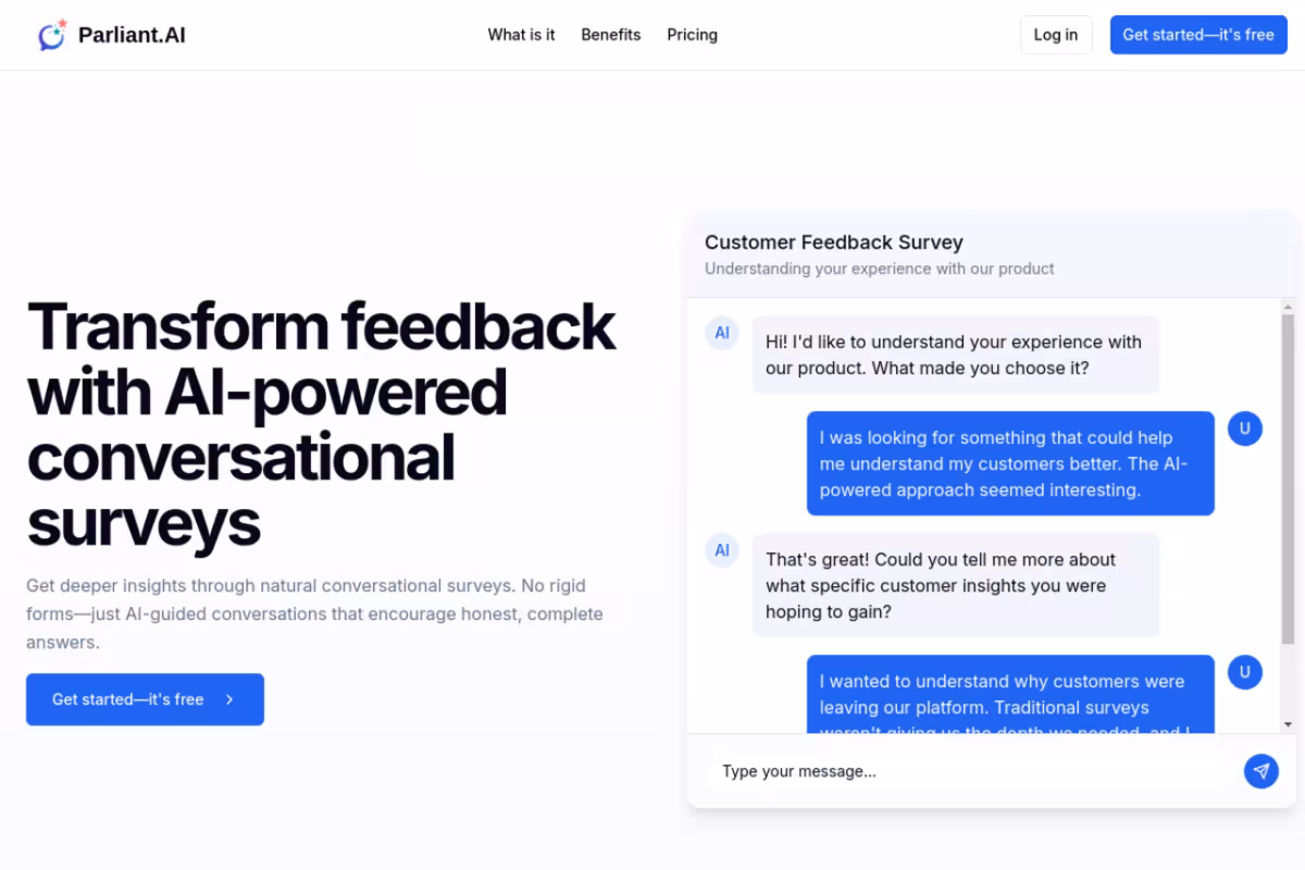 Parliant.AI homepage screenshot