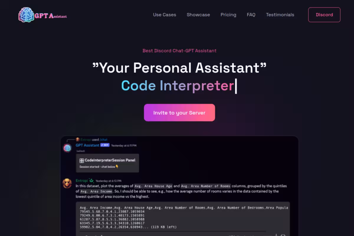 GPTAssistant homepage screenshot