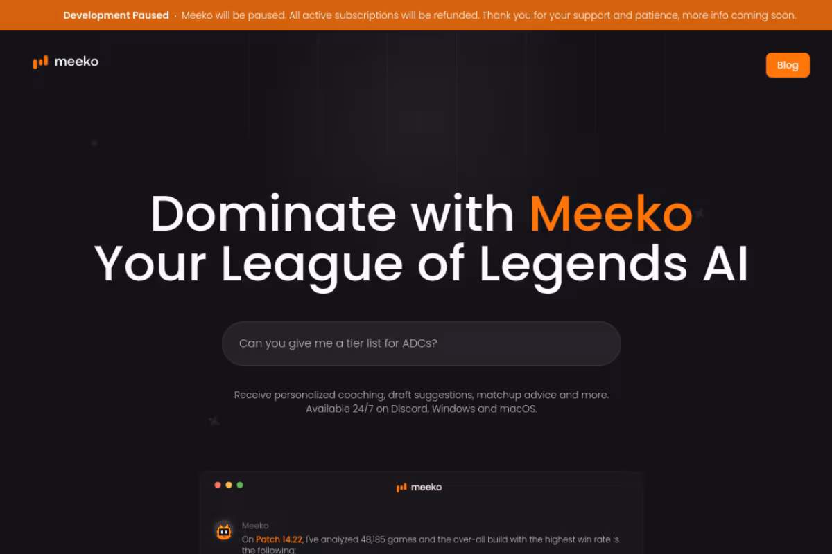Meeko homepage screenshot