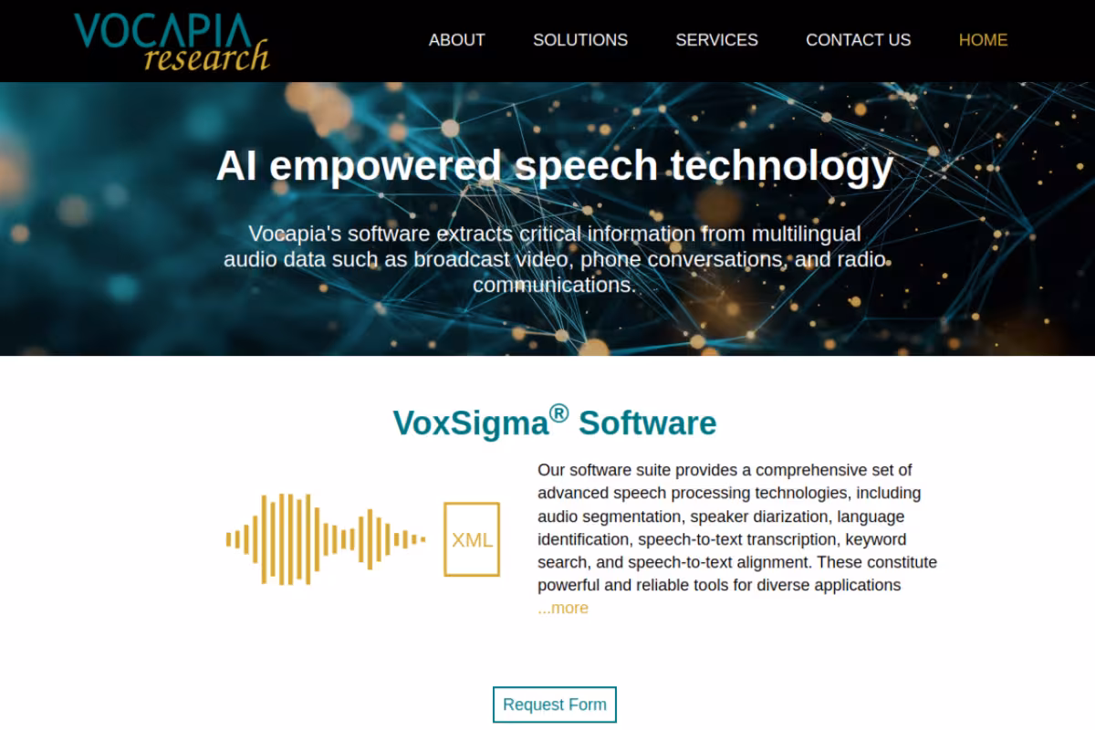 Vocapia homepage screenshot