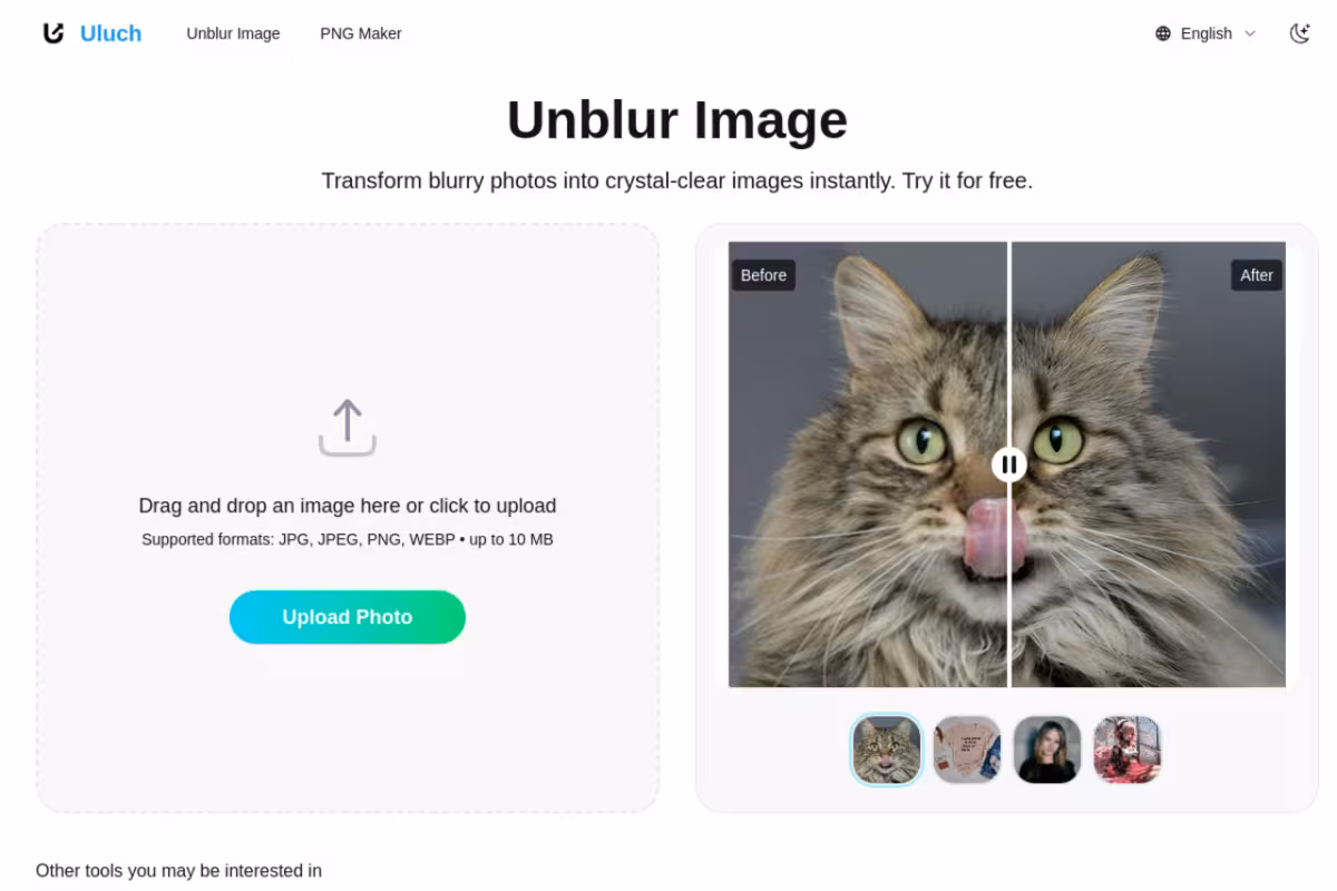 Unblur Image by Uluch homepage screenshot